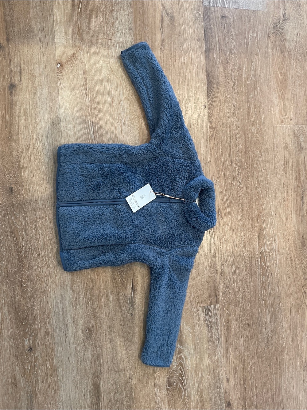 Quince Kids Plush Zip-Up Jacket in Slate Blue